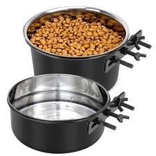 Large Dog Crate Water Bowl No Spill, 2 Pack Stainless Steel Dog Bowls for Foo...