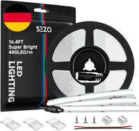 Sezo 5M Superhell Cob Led Band Kaltweiß 6000K Cob Led Streifen Dimmbar Hohe Dich