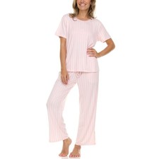Flora Nikrooz Woman's 2-Piece Short Sleeve Top and Pants Pajama Set - M 8-10 