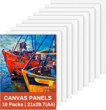 Tela per Pittura 21 X 29,7 Cm, 10 Confezioni A4 in Tela Bianca in Cotone Senza A