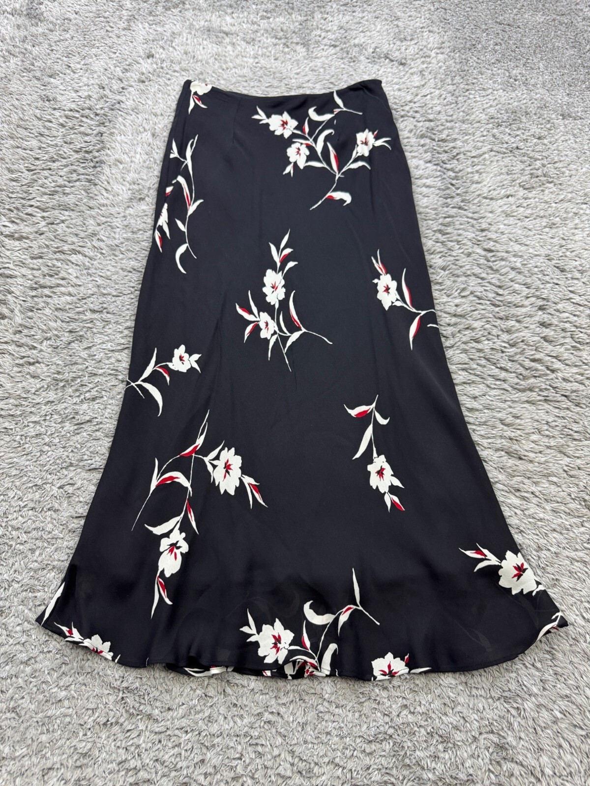 Petite Sophisticate Skirt Women 4 Black Floral Silk Maxi A-Line Whimsigoth Fairy