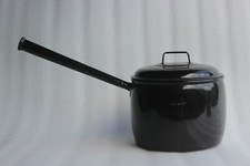 Black Vintage Iron Enamel Saucepan Pot "Judgeware" Home Decor Collectible