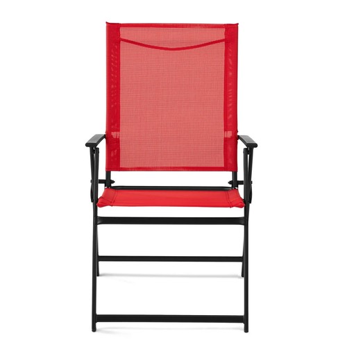 Mainstays Greyson Steel and Sling Folding Outdoor Patio Armchair Red - Picture 9 of 9
