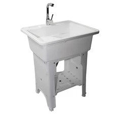 Utility Sink Laundry Tub with Faucet Basement for Laundry Room Garage Shop White