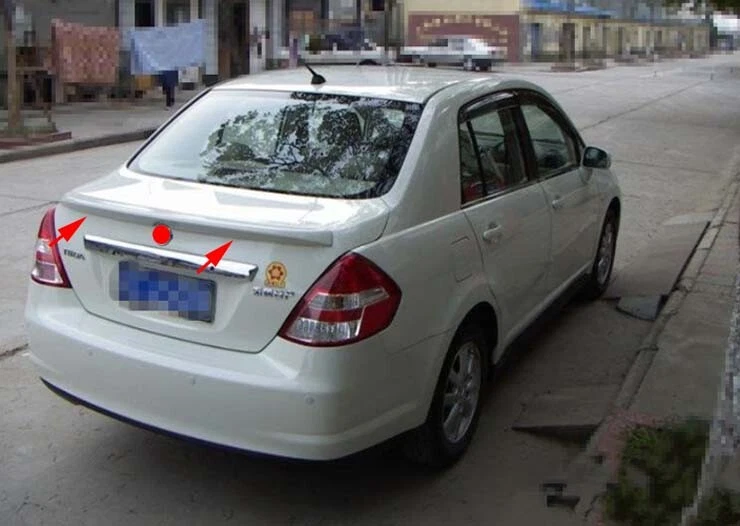 Alerón trasero estilo ABS de fábrica para Nissan Versa Tiida 2007-2010 sedán 1 pieza Foto 2 de 4