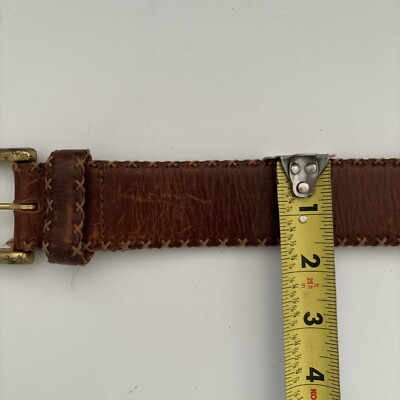 Vintage The Ritz Distressed Western Leather Belt Brown Brass  display picture 2