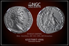 MARCUS AURELIUS NGC Ch VF ROMAN COINS, AD 161-180. AR Denarius. A1100