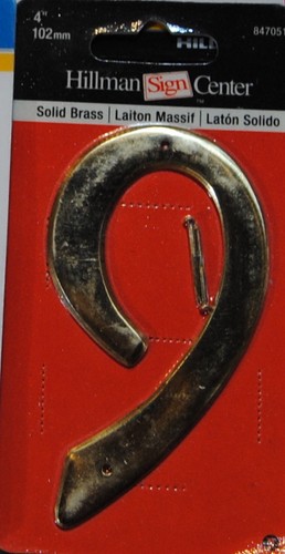 4" Traditional Solid Brass House Mailbox Address Number Hillman Group Nail On - Picture 11 of 19