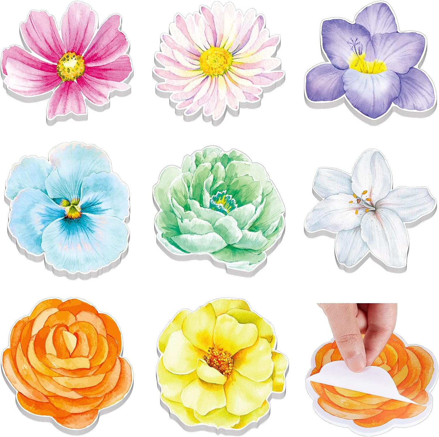 8 Packs Sticky Notes Watercolor Flower Post Sticky Notes Self Sticky Note Pads 3-image