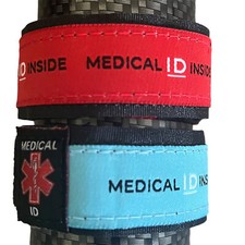 Kid, Youth, Small Adult Medical Alert ID Nylon Adjustable Bracelet Red  Blue