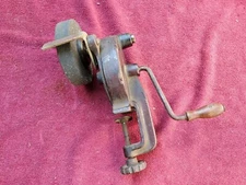 Vintage Hand Crank Bench Clamp Grinding Wheel 