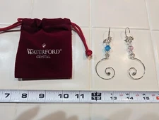 Waterford PAIR OF ENHANCERS Pink Blue 2006 Charm Silver Tone Ornament Hanger Bag