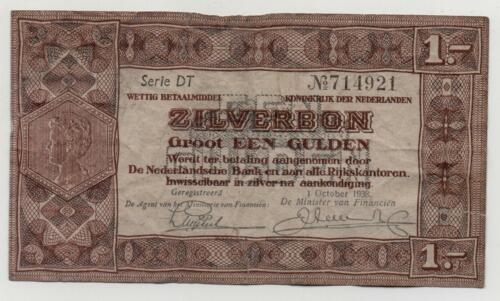 NETHERLANDS 1 GULDEN 1938 PICK 61 CUT LOOK SCANS - Picture 1 of 2
