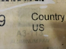 C.E. NIEHOFF FAN A3-119, NEW FLYER BUS 6330099, ALTERNATOR FAN NEW IN BOX! 