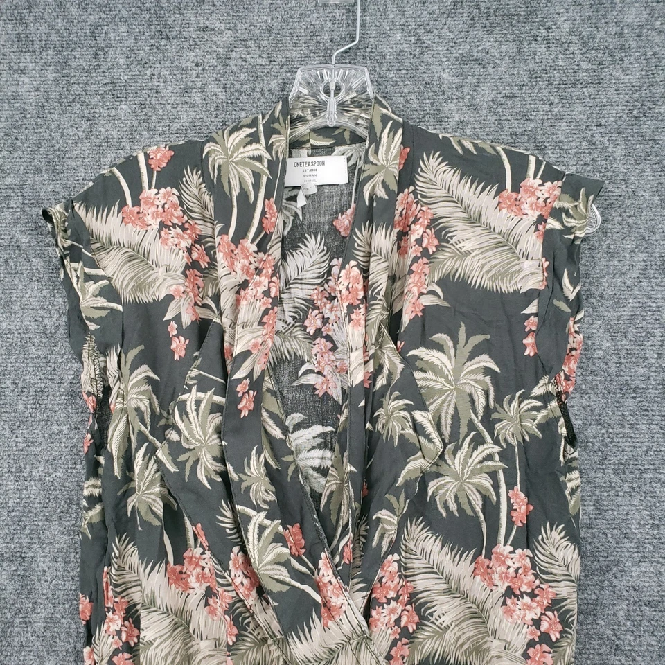 Женская чайная ложка комбинезон 2XS XXS зеленый тропический игровой костюм с V-образным вырезом без рукавов богемное - Изображение 3 из 4