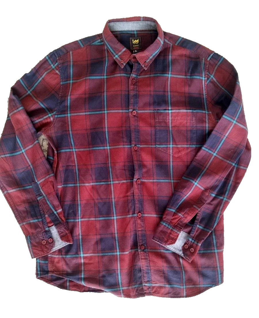 Lee Men Casual Flannel Shirt Cotton size XL Slim Fit ORIGINAL