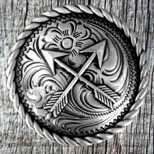 Southwest Round Rope Edge Crossed Arrows Conchos CON00301-B-AN