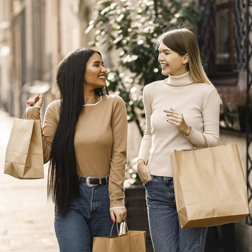 60 Bags Natural Kraft Bags Paper 11x5.9x11 Tote Handle Bags