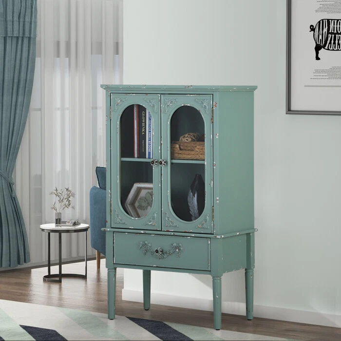 Accent Storage Cabinet 2 Doors w/ Drawer Decorative Cabinet Buffet & Sideboard - Image 3 of 4