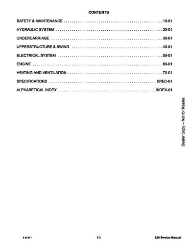 Paper Bobcat E20 Compact Excavator Manual Service Shop Repair 7255008 - Picture 2 of 5