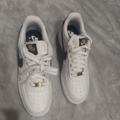 Nike Air Force 1 Essential White, Black Leather Sneaker Shoe Women's Size 7 
