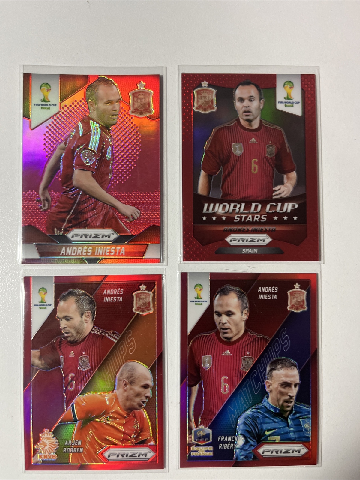 2014 ANDRES INIESTA PANINI PRIZM FIFA WORLD CUP Brasil ~4 CARD LOT RED /149