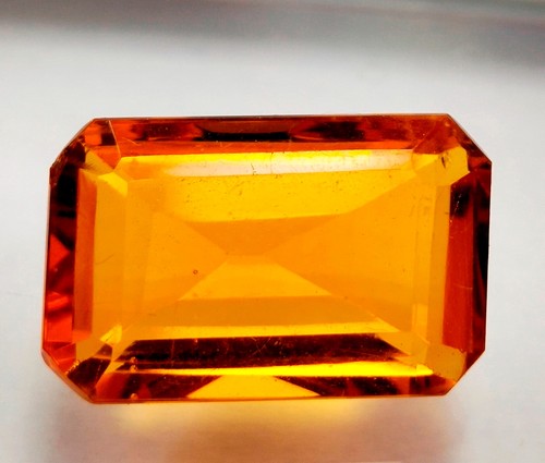 Yellow Color Citrine Lab-Created Glass Loose Gemstone Emerald Cut - Picture 5 of 20
