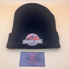 Jurassic Park Logo Themed Black Knit Winter Beanie For Adults/Teens