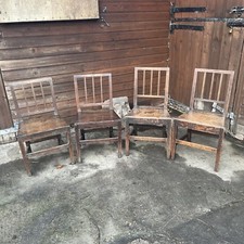 Set Of Four Similar Antique Oak Country Chairs