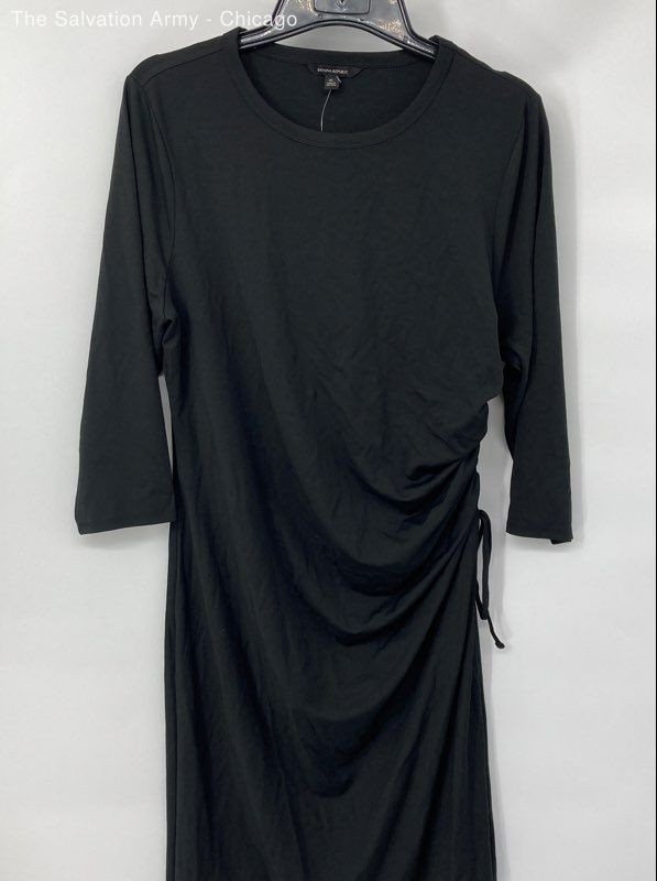Banana Republic Womens Black Ruched 3/4 Sleeve Midi Sheath Dress Size X-Large