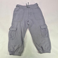 H M Kids 3-4Y Gray Purple Sweatpants Cargo Joggers Monster Patch 1792