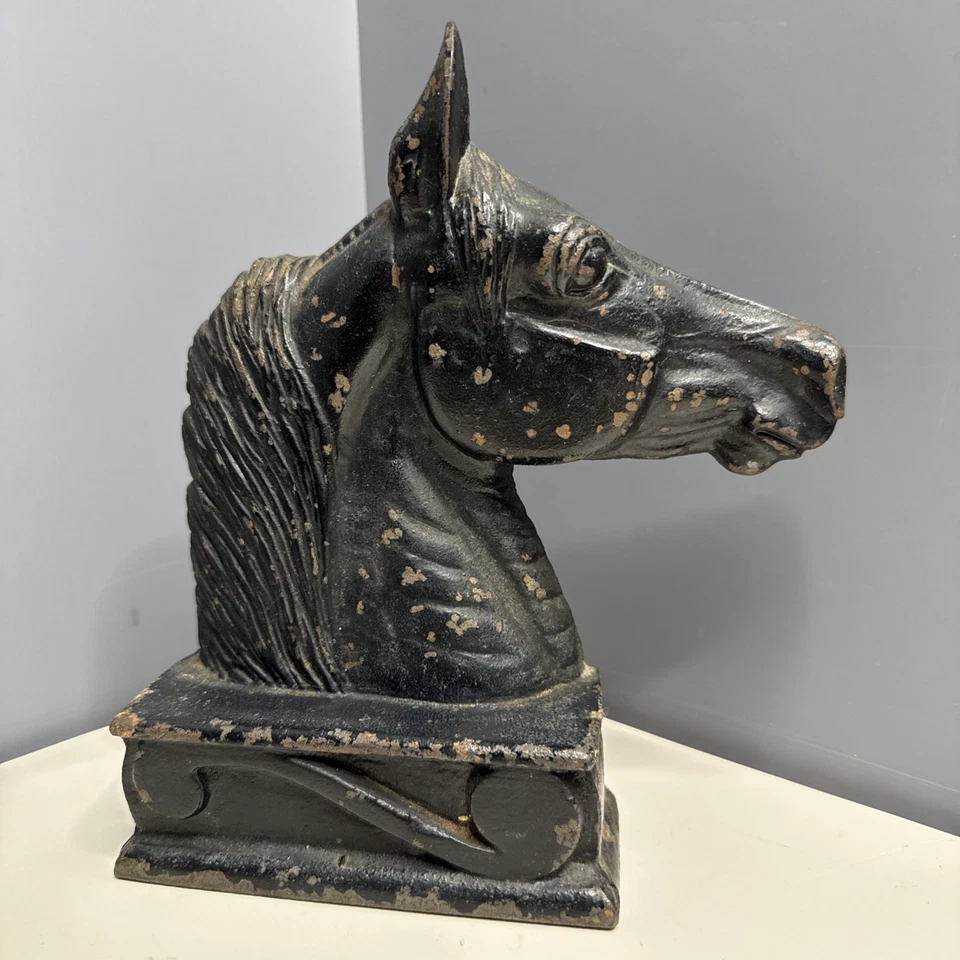 Vintage 1954 Virginia Metalcrafters The Stallion Black Cast Iron Horse Bookend - Image 3 of 4