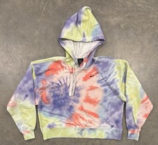Nike Hoodie Women's XS Tie Dye Oversized Crop Pastels