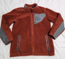 LL Bean Mountain Classic Fleece Jacket Womens Medium M Brown Orange Full Zip