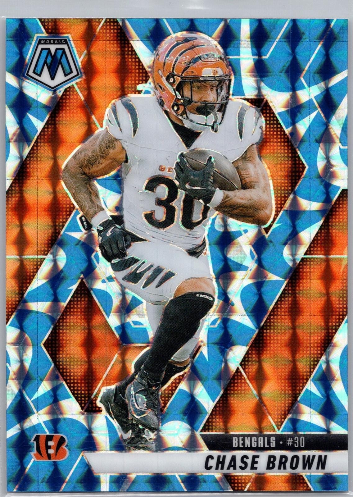 2025 Panini Mosaic #220 Chase Brown Mosaic Reactive Blue