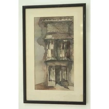 60s Joy Osburn "Old Remedy Store" San Francisco Painted Lady Watercolor Painting