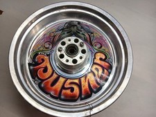 Custom painted chopper wheel.        Shovelhead. Ironhead. Honda cb750. Chopper.
