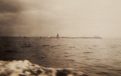Vintage Photograph, VIEW OF A SAILBOAT ON THE BAY, Island, Ocean, Sailing