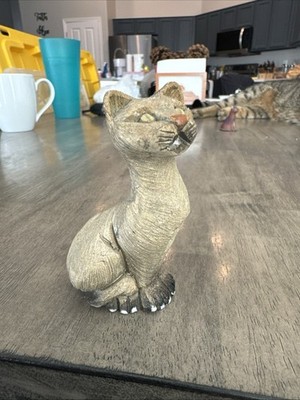 Artesania Rinconada Vintage 3.5  Siamese Cat Hand Crafted Pottery Uruguay Rare