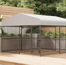 10X10X6Ft Large Outdoor Dog Kennel, Heavy Duty Metal Dog Cage with Waterproof Ro