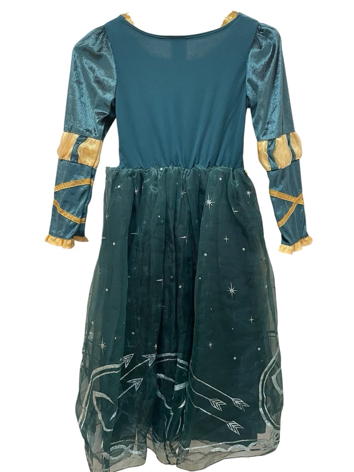 Vestido de princesa Merida Brave Disney Store meninas 7/8 fantasia de tule verde azul infantil - Imagem 3 de 4
