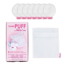 MakeUp Eraser Toner Puff 7pc Set, Reusable and 7 Count Pack of 1 , White