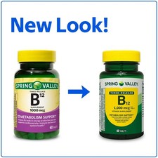 Spring Valley Timed-Release Vitamin B12 Tablets, 1,000 mcg, 60 Count