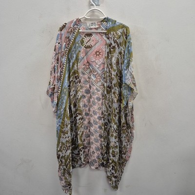 One Hundred Stars Patchwork Pastell Staubtuch Überwurf Morgenmantel Kimono Jacke One Size