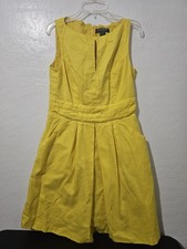Lauren Ralph Lauren Women’s Yellow Key Hole Sleeveless Dress Pocket Cotton Sz 6