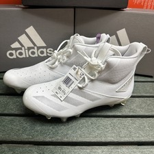IF5117 Men  s 10.5 adidas ADIZERO Chaos Football Mid Cleats Lineman white silver