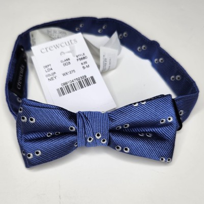 Crewcuts NWT Boys Silk Bow Tie Blue Eyeballs Size S/M Adjustable Polkadot