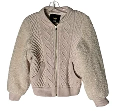 Maje Bomba Sweater Jacket Coat Cardigan Zip-Front Pink Beige Size Medium 38