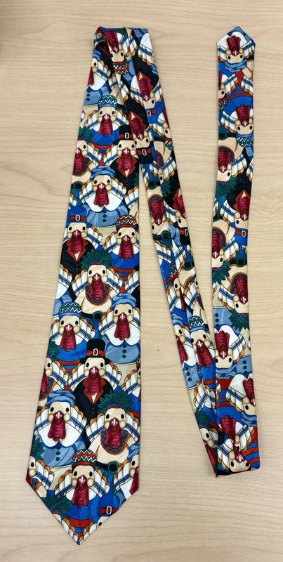Thanksgiving Turkey Tie 57" Indian & Pilgrim Turkeys Fall Colors Steven Harris