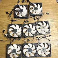 Corsair Lot of 8 120mm PWM Case Fans 4-Pin Hydraulic Bearing Black/White